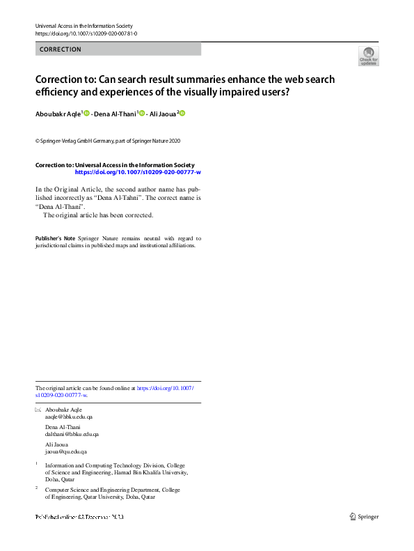 (PDF) Correction to: Can search result summaries enhance the web search ...