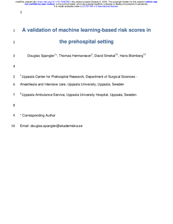 (PDF) A validation of machine learning-based risk scores in the ...