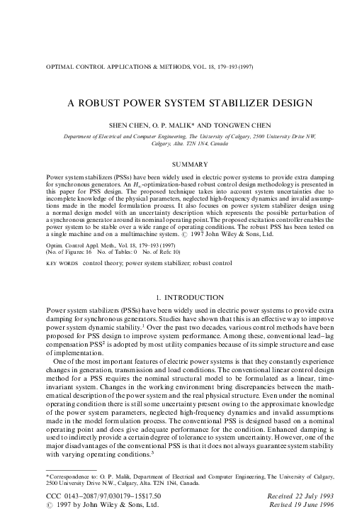 (PDF) A robust Power system stabilizer design