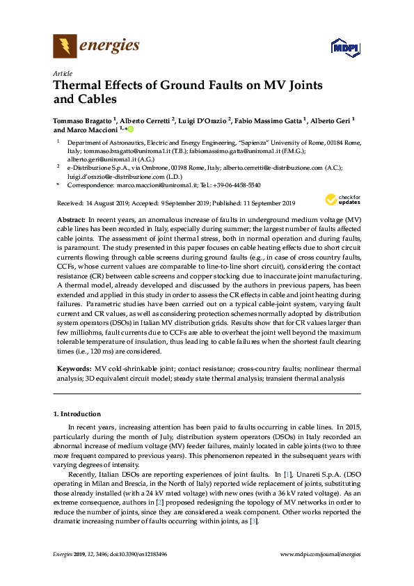 (PDF) Thermal Effects of Ground Faults on MV Joints and Cables