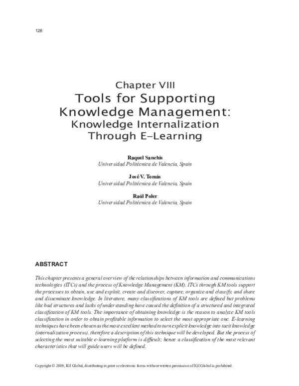 (PDF) Tools for Supporting Knowledge Management