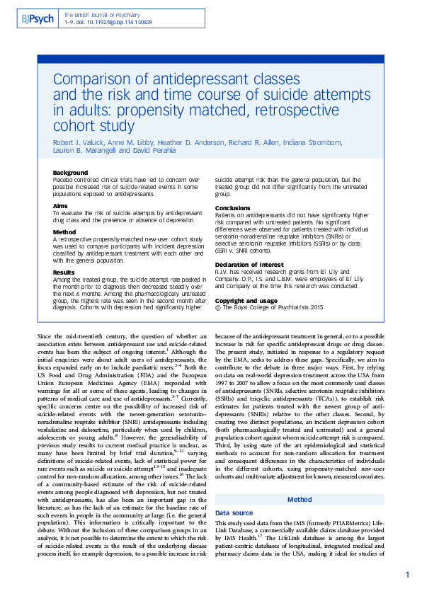(PDF) Comparison of antidepressant classes and the risk and time course ...