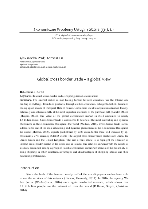 (PDF) Global cross border trade – a global view