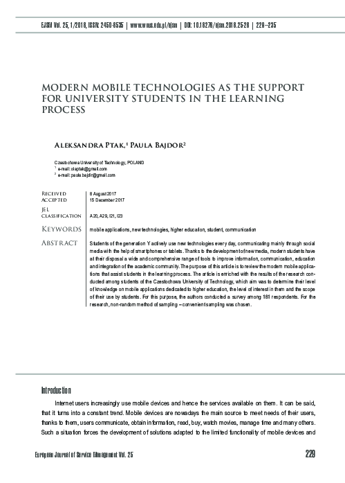 (PDF) Modern mobile technologies as the support for university students ...