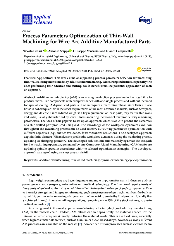 (PDF) Process Parameters Optimization of Thin-Wall Machining for Wire ...