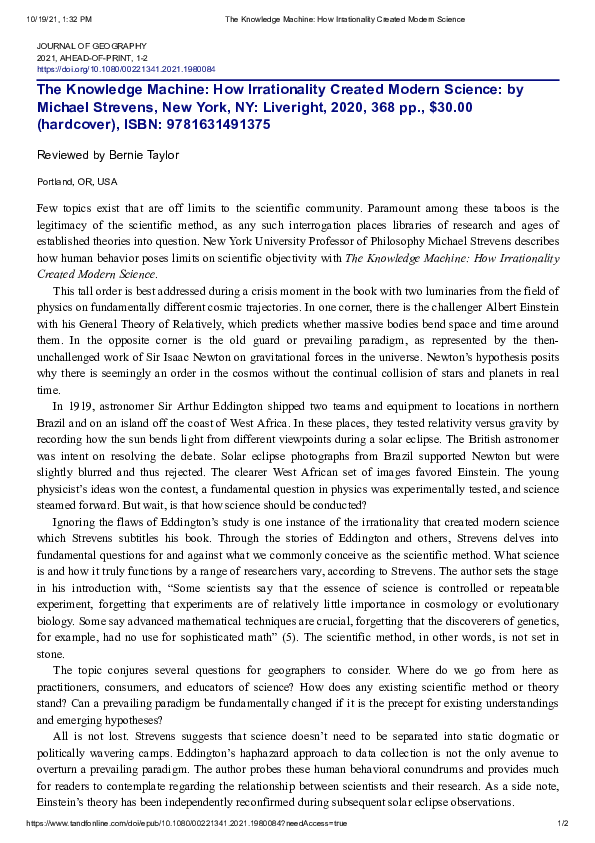 (PDF) The Knowledge Machine: How Irrationality Created Modern Science ...