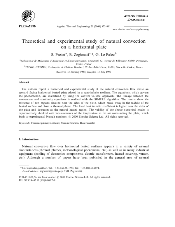 (PDF) Theoretical and experimental study of natural convection on a ...