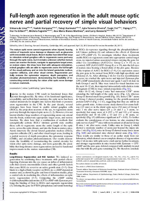 (PDF) Full-length axon regeneration in the adult mouse optic nerve and ...