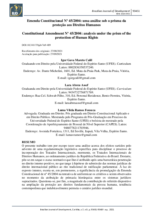(PDF) Emenda Constitucional Nº 45/2004: uma análise sob o prisma da ...