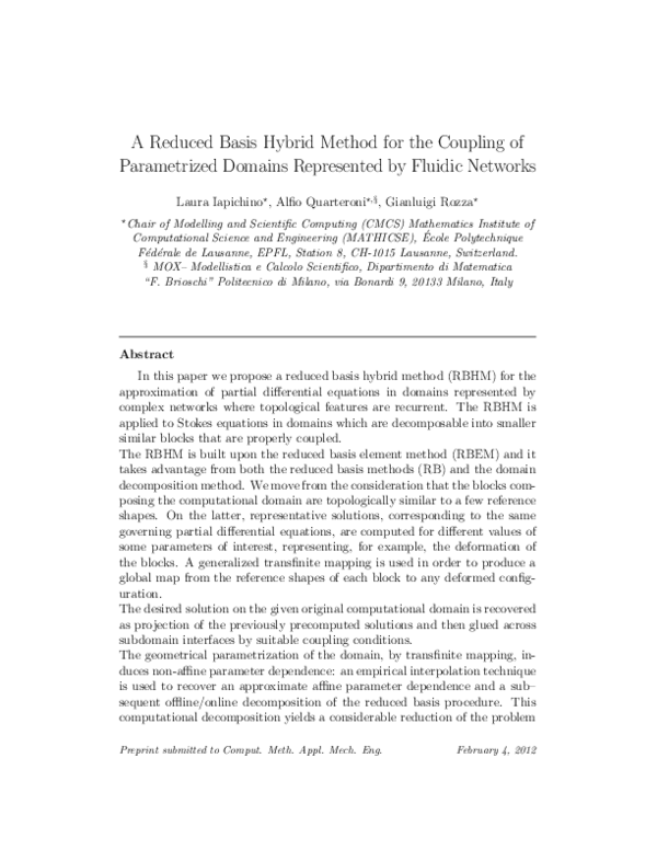 (PDF) A reduced basis hybrid method for the coupling of parametrized ...