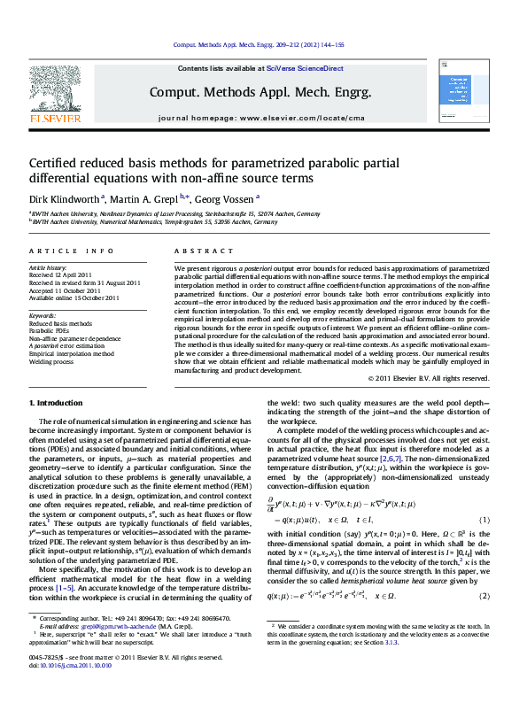 (PDF) Certified reduced basis methods for parametrized parabolic ...