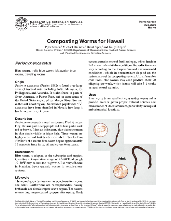 (PDF) Composting Worms for Hawaii B. Sipes Academia.edu