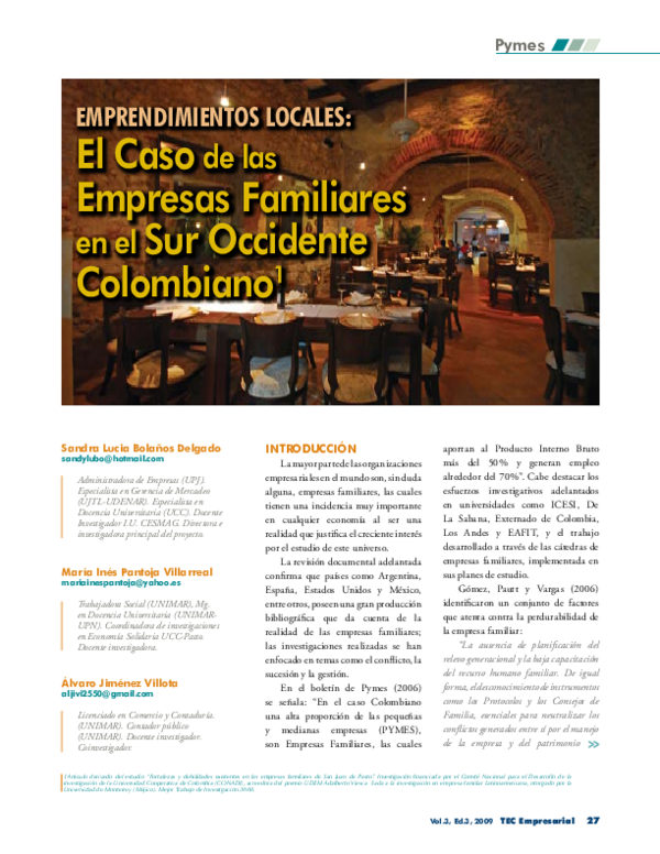 (PDF) Emprendimientos Locales: El Caso de las Empresas Familiares en el ...