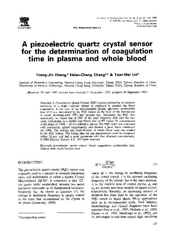 (PDF) A piezoelectric quartz crystal sensor for the determination of ...