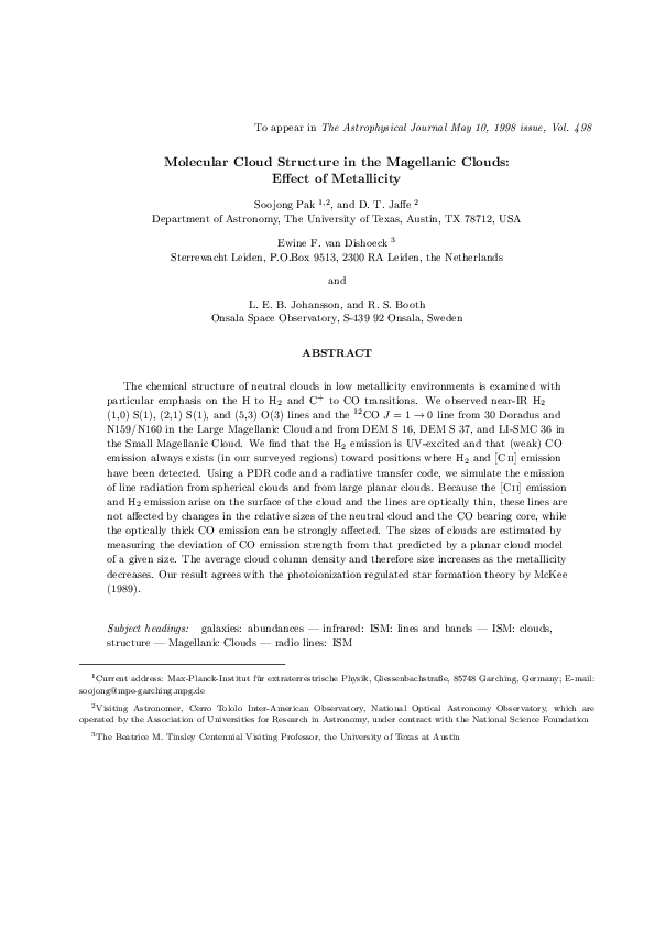 (PDF) Molecular Cloud Structure in the Magellanic Clouds: Effect of ...