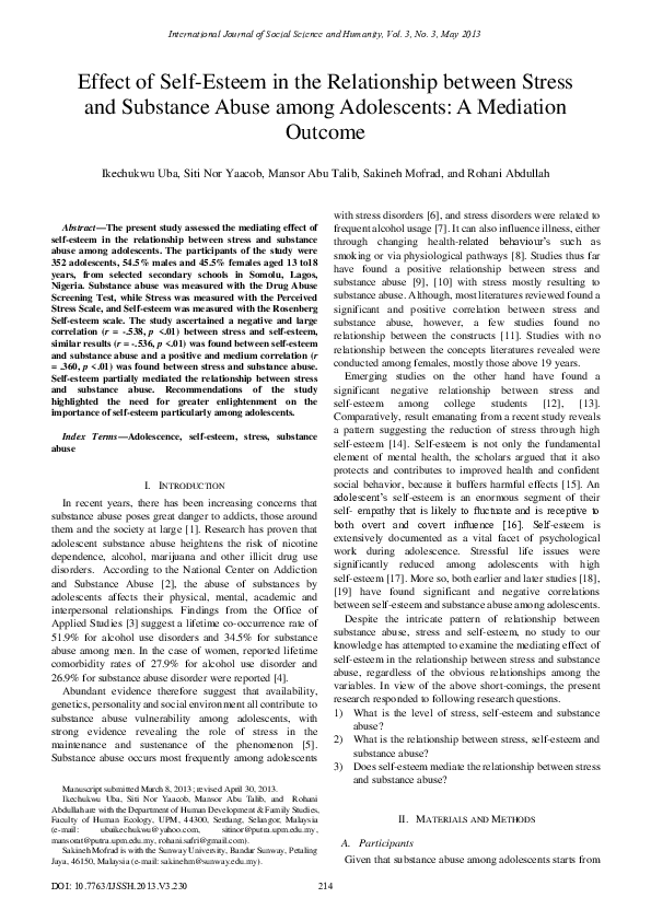 (PDF) Effect of Self-Esteem in the Relationship between Stress and ...