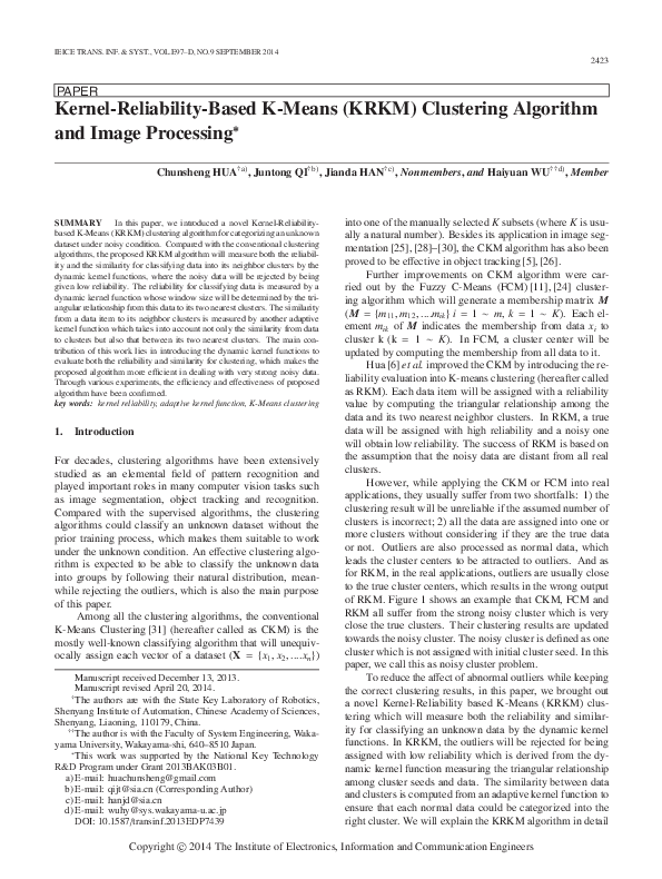 (PDF) Kernel-Reliability-Based K-Means (KRKM) Clustering Algorithm and ...