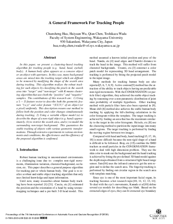 (PDF) A General Framework For Tracking People