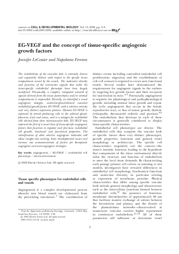 (PDF) EG-VEGF and the concept of tissue-specific angiogenic growth factors