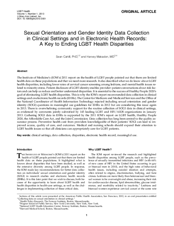 (PDF) Sexual Orientation and Gender Identity Data Collection in ...