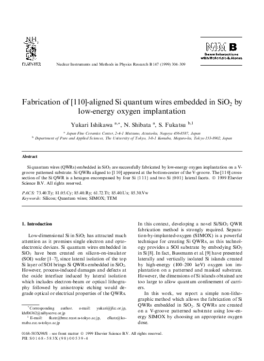 (PDF) Fabrication of [110]-aligned Si quantum wires embedded in SiO2 by ...