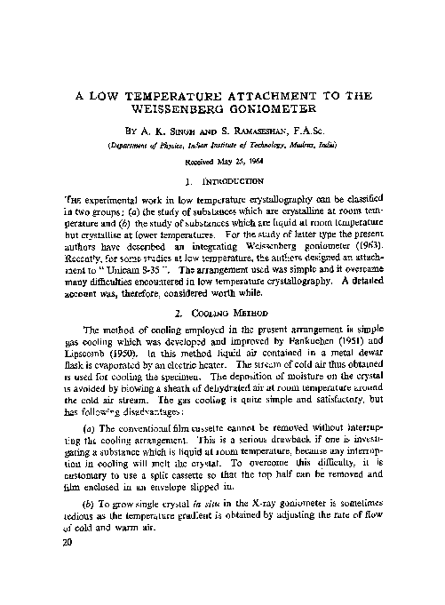 (PDF) A low temperature attachment to the weissenberg goniometer