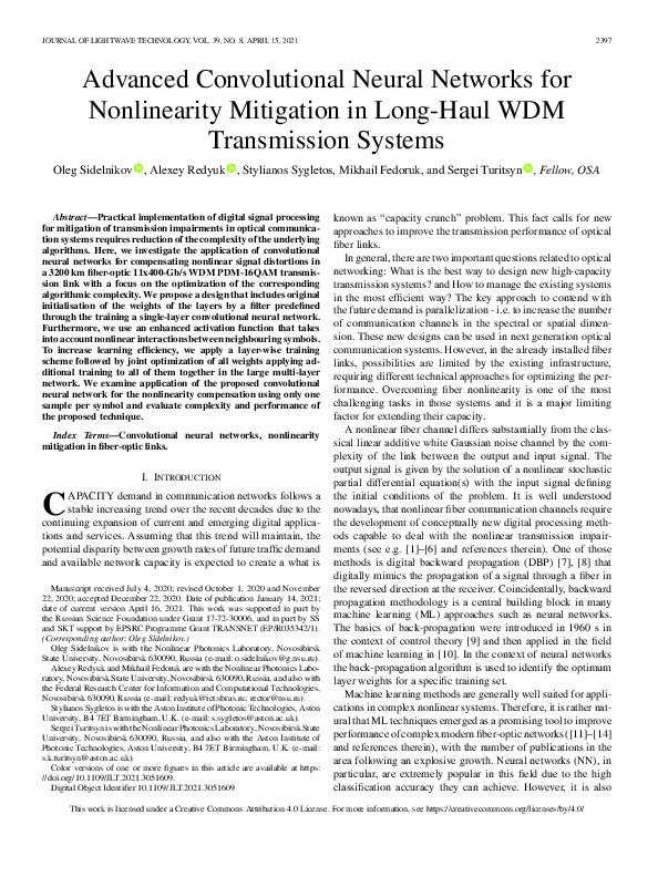 (PDF) Advanced Convolutional Neural Networks for Nonlinearity ...