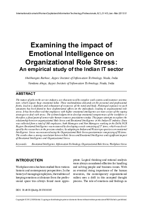 (PDF) Examining the impact of Emotional Intelligence on Organizational ...