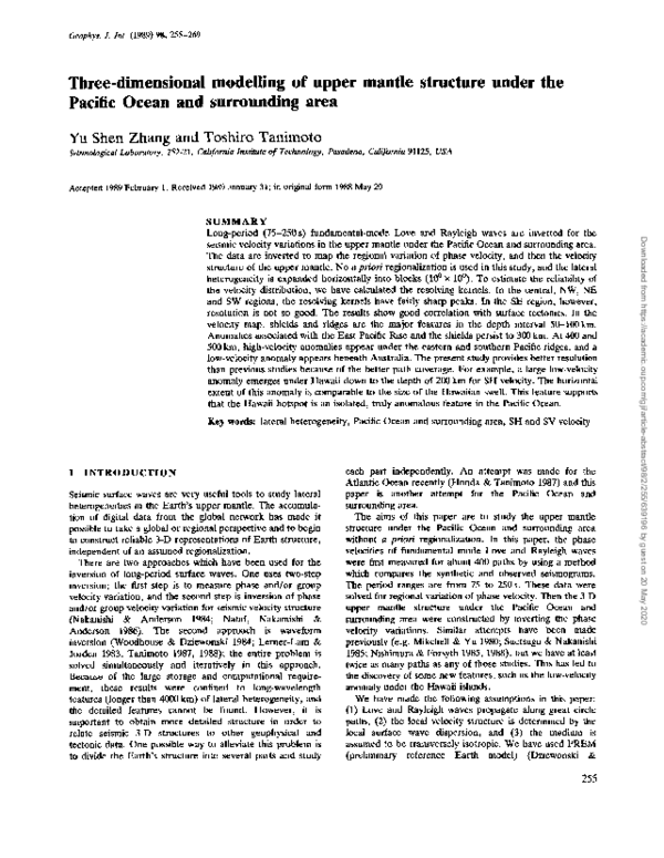 (PDF) Three-dimensional modelling of upper mantle structure under the ...