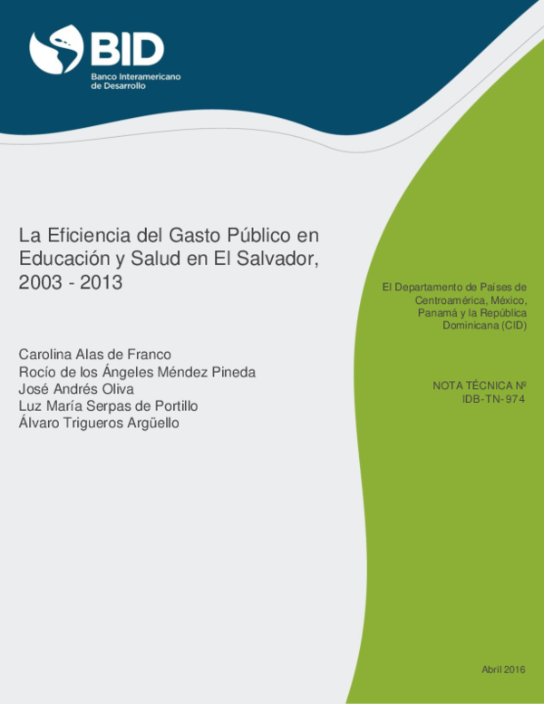 (PDF) La eficiencia del gasto público en Educación y Salud en El ...