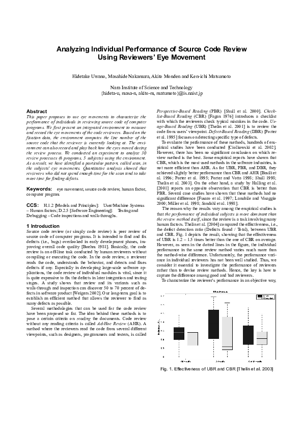 (PDF) Analyzing individual performance of source code review using ...
