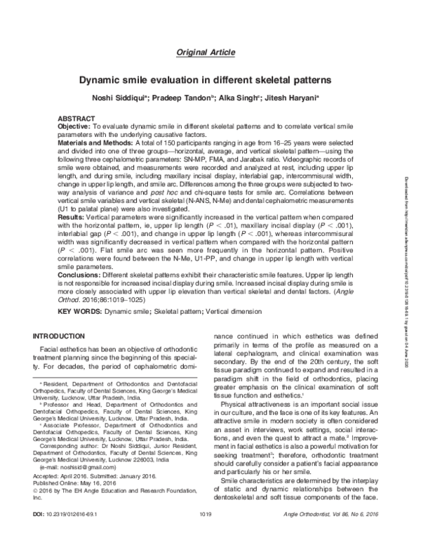 (PDF) Dynamic smile evaluation in different skeletal patterns