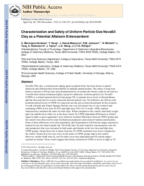 (PDF) Characterization and safety of uniform particle size NovaSil clay ...