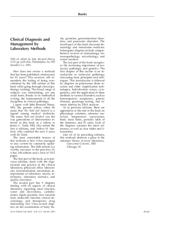(PDF) Clinical Diagnosis and Management by Laboratory Methods