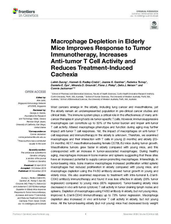 Photo inspiration: Picture Idea: Pdf Macrophage Depletion In Elderly Mice Improves Response To Tumor