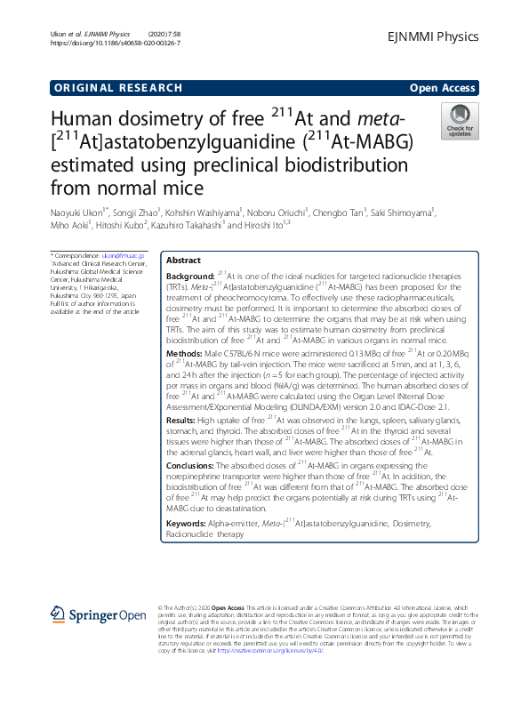 (PDF) Human dosimetry of free 211At and meta-[211At ...