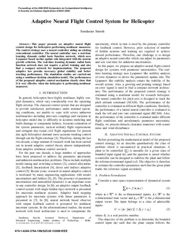 (PDF) Adaptive neural flight control system for helicopter