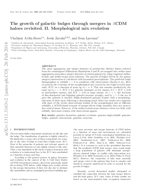 (PDF) The growth of galactic bulges through mergers in cold dark matter ...