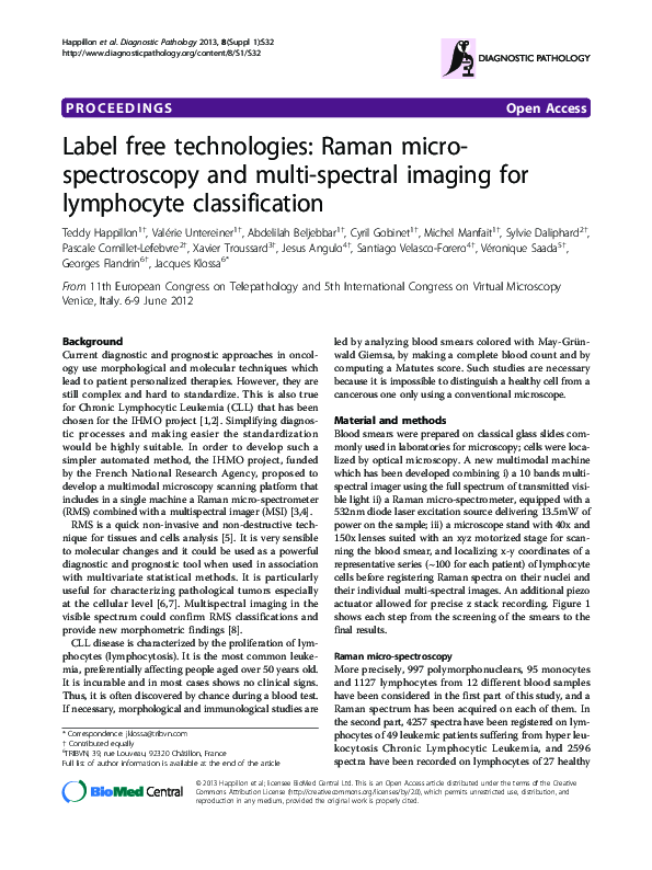 (PDF) Label free technologies: Raman micro-spectroscopy and multi ...