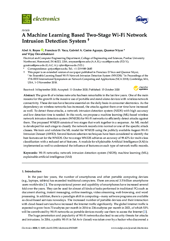(PDF) A Machine Learning Based Two-Stage Wi-Fi Network Intrusion ...