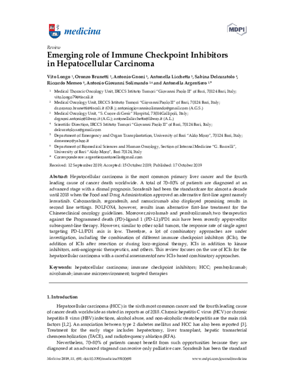 (PDF) Emerging Role of Immune Checkpoint Inhibitors in Hepatocellular ...