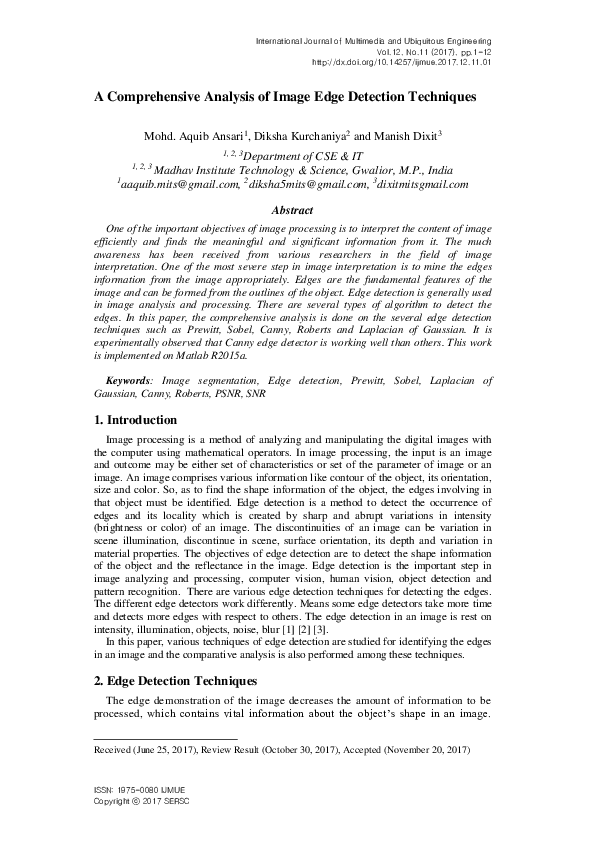 (PDF) A Comprehensive Analysis of Image Edge Detection Techniques