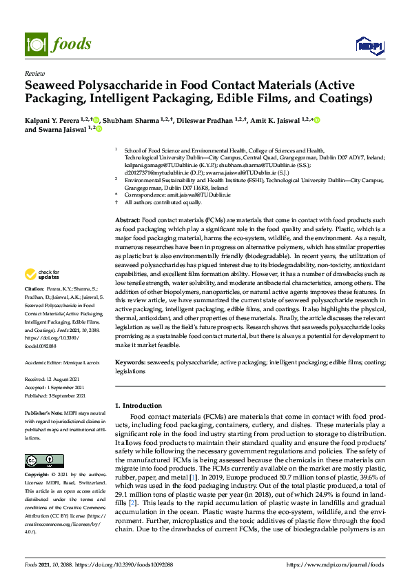 (PDF) Seaweed Polysaccharide in Food Contact Materials (Active ...