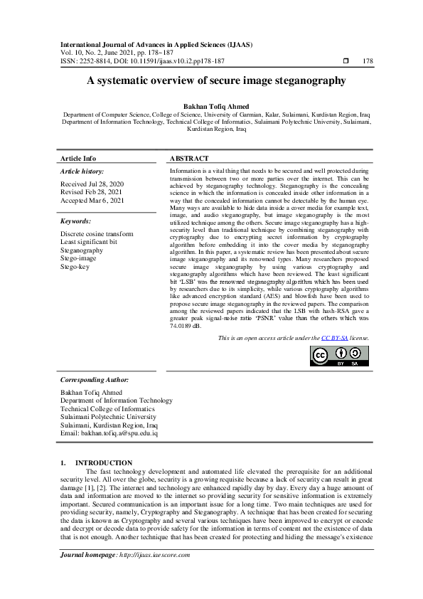 (PDF) A systematic overview of secure image steganography