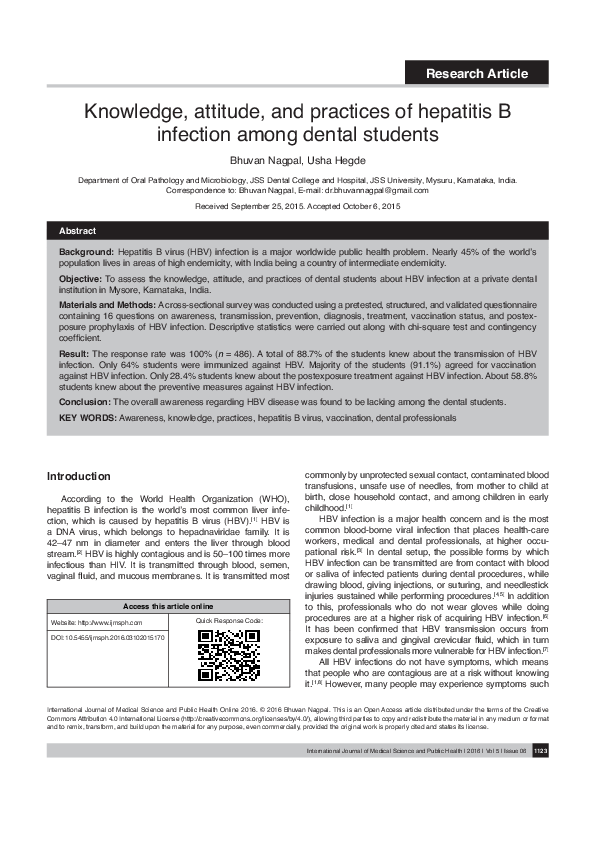 (PDF) Knowledge, attitude, and practices of hepatitis B infection among ...