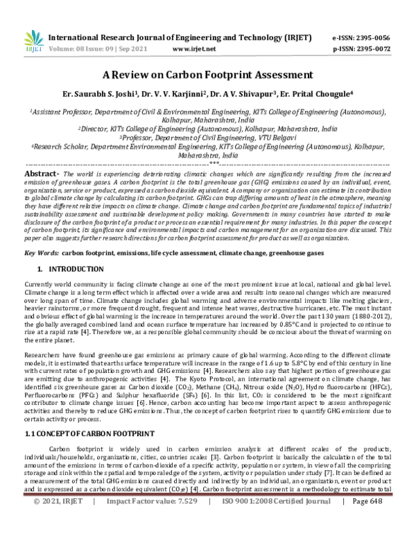 (PDF) A Review on Carbon Footprint Assessment