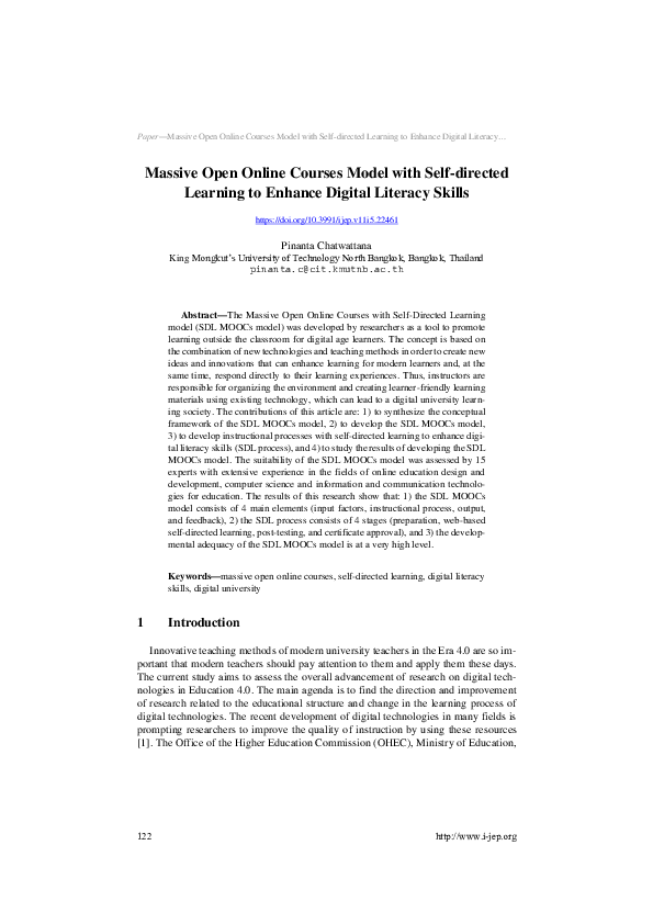 (PDF) Massive Open Online Courses Model with Self-directed Learning to ...