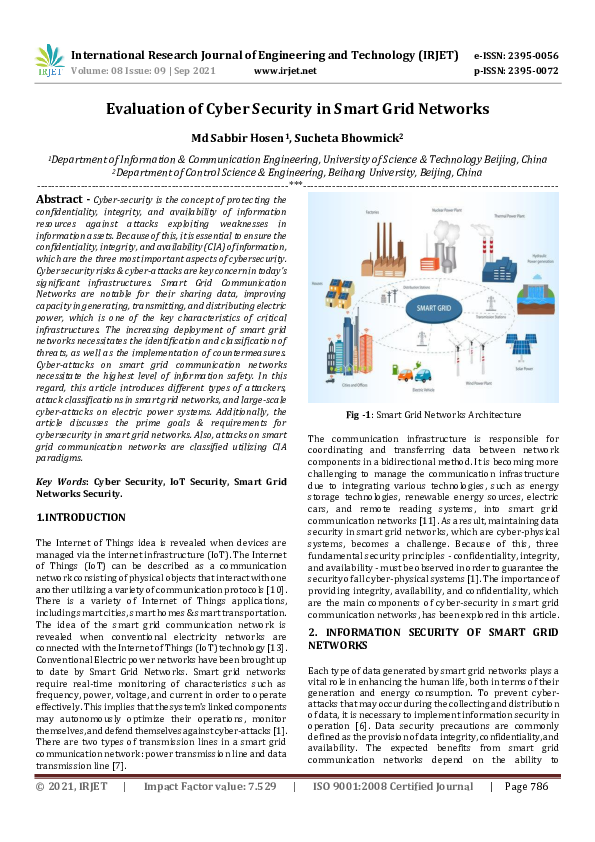 (PDF) IRJET- Evaluation of Cyber Security in Smart Grid Networks