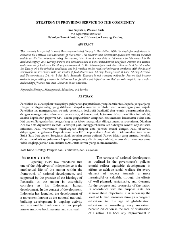 (PDF) Strategy in Providing Service to the Community