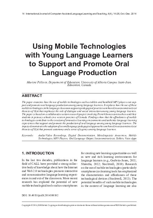 (PDF) Using Mobile Technologies with Young Language Learners to Support ...